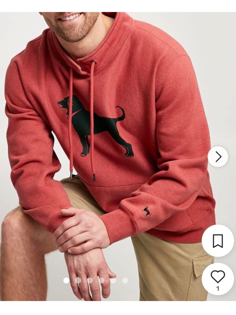 The Black Dog Coral Red Pullover with Dog Logo XL